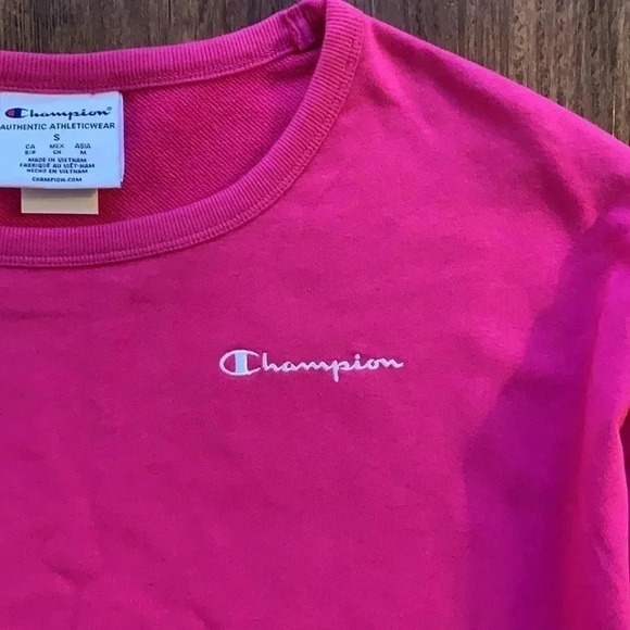 Champion Cropped Sweatshirt French Terry Top Pink - Picture 6 of 10